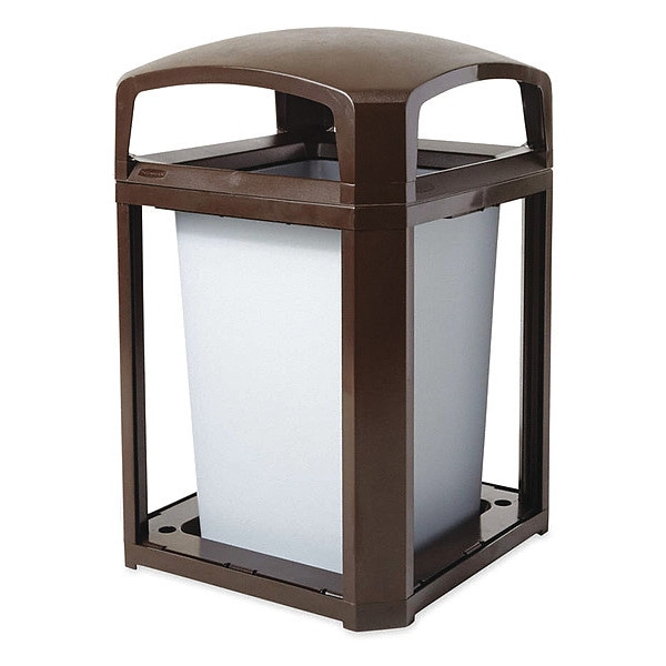 Rubbermaid Commercial 35 gal Square Trash Can, Sable, 26 in Dia, Open Top - FG397000SBLE