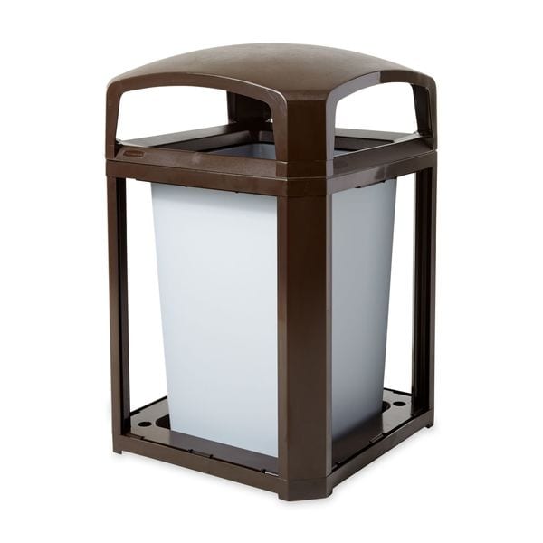 Rubbermaid Commercial 35 gal Square Trash Can, Sable, 26 in Dia, Open Top - FG397000SBLE
