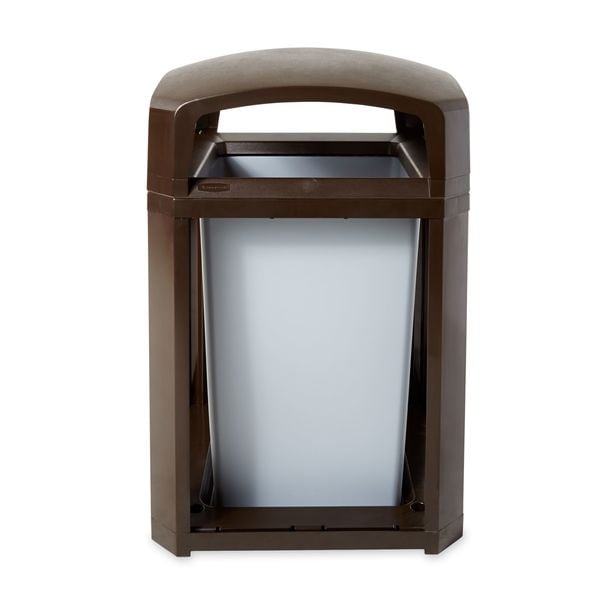 Rubbermaid Commercial 35 gal Square Trash Can, Sable, 26 in Dia, Open Top - FG397000SBLE