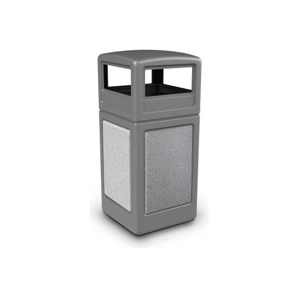 Dci  Marketing PolyTec Square Waste Container w/Dome Lid - Gray w/Pepper Stone Panels, 42-Gallon - 72041199