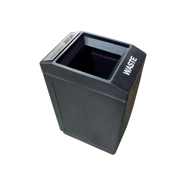 Forte Products Forte 39 Gallon Sidekick Open Top Waste Container w/Ashtray, Black - - 8002044