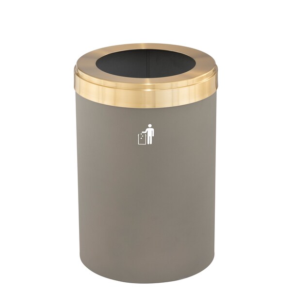 Glaro 33 gal Trash Can, Nickel/Satin Brass - W-2032NK-BE-W1