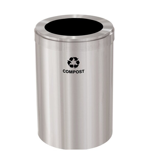 Glaro 16 gal Trash Can, Satin Aluminum - W-2032SA-SA-W6RL