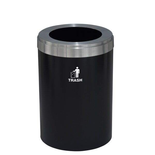 Glaro 16 gal Trash Can, Satin Black/Satin Aluminum - W-2032BK-SA-W3