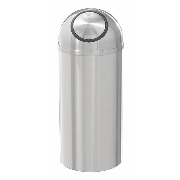 Glaro 16 gal Round Trash Can, Satin Aluminum, Satin Aluminum - S1536SA-SA