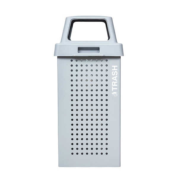 Ex-Cell Kaiser 36-Gal. Square Trash Receptacle - Steel, hammered gray gloss - RC-KDX36-T HMGX
