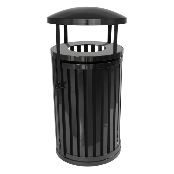 Ex-Cell Kaiser 45-Gal. Receptacle W/ Door & Canopy - Steel, Black Gloss - SCTP-40 D BLK