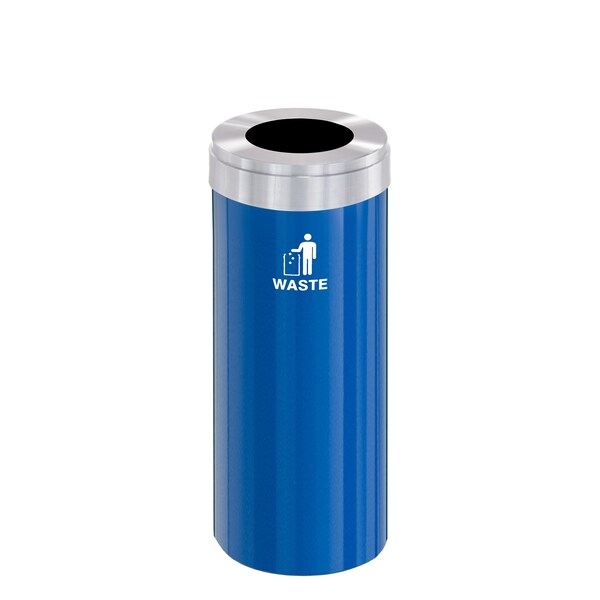 Glaro 12 gal Trash Can, Blue/Satin Aluminum - W-1232BL-SA-W2