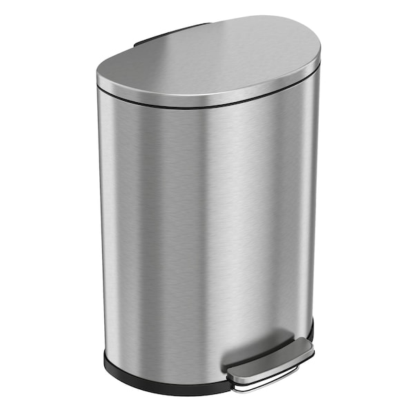 Hls Commercial 13 gal Round Trash Can, Silver, Stainless Steel - HLSS13D