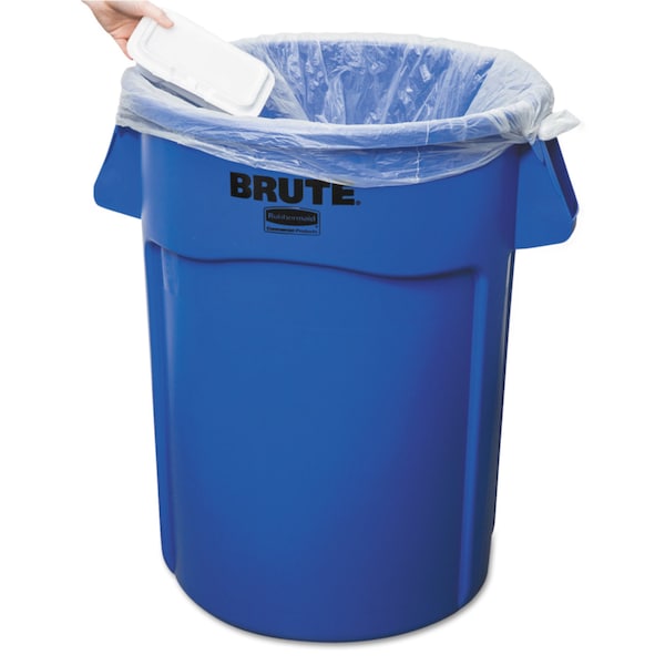 Rubbermaid Commercial 44 qt Round Trash Can, Blue, Open Top, Plastic - FG264360BLUE