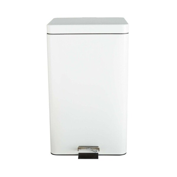 Mckesson Trash Can with Plastic Liner, Square, Steel, Step-On, 32 QT, White - 81-35266