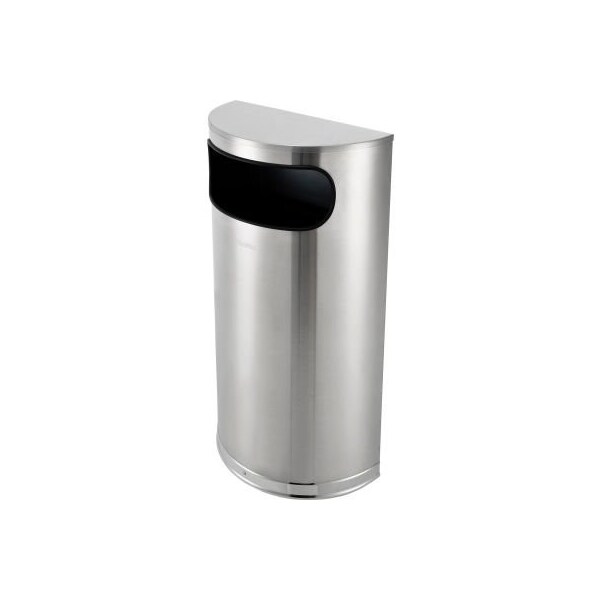 Gec Global Industrial Half Round Side Open Trash Can 9 Gallon Matte Stainless Steel - EK9061-MT