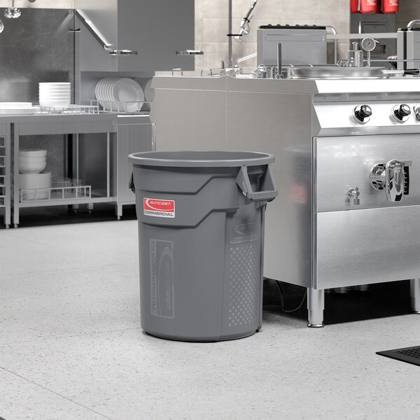 Suncast Commercial 20 GALLON UTILITY TRASH CAN with HANDLES, GRAY - TCU20