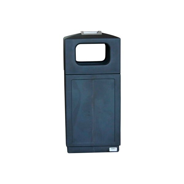 Forte Products Forte 39 Gallon Hooded Plastic Waste Container w/Metal Ashtray, Black - - 8002155