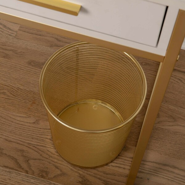Martha Stewart Ryder Gold Mesh Metal Trash Can, 4.5 Gallon, Wastebasket for Office - HH-OHD21-GLD-MS