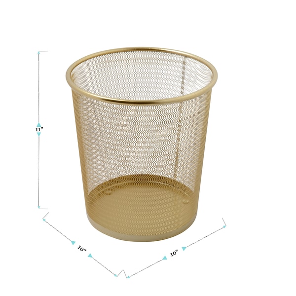 Martha Stewart Ryder Gold Mesh Metal Trash Can, 4.5 Gallon, Wastebasket for Office - HH-OHD21-GLD-MS