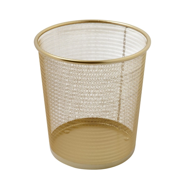 Martha Stewart Ryder Gold Mesh Metal Trash Can, 4.5 Gallon, Wastebasket for Office - HH-OHD21-GLD-MS