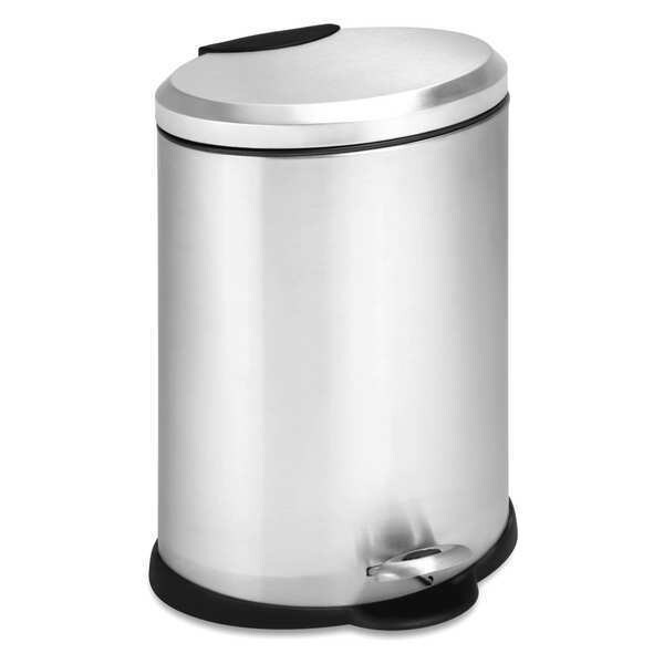 Honey-Can-Do 32 gal Oval Trash Can, Silver, Stainless Steel - TRS-01447