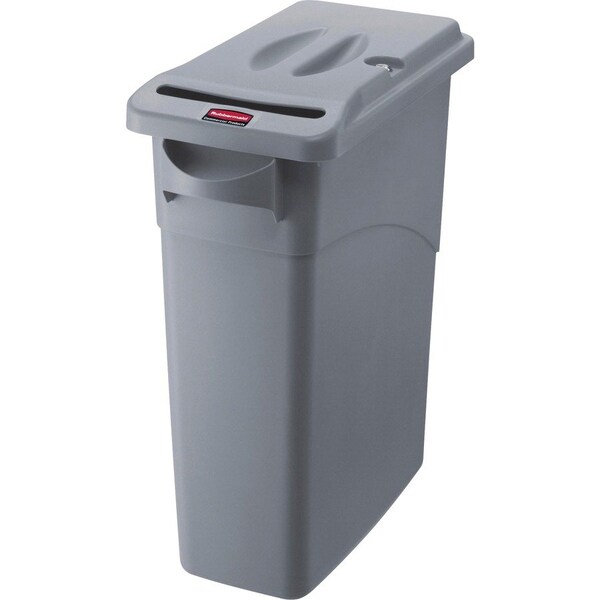 Rubbermaid Commercial 15.88 gal Rectangle Document Receptacle, Light Gray, Locking Door w/Side Slot - RCP9W25LGYCT