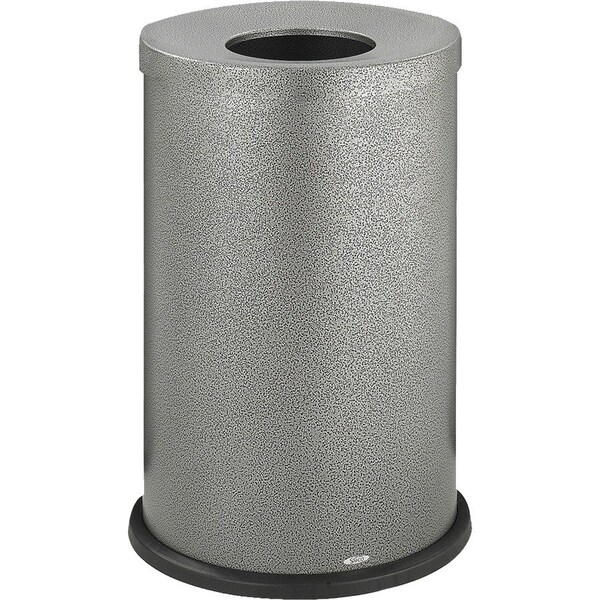 Safco 35 gal Round Open Top Speckled Waste Receptacle, Black Speckle, Steel - SAF9677NC