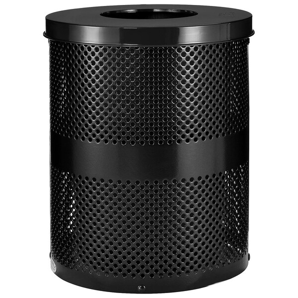 Global Industrial Round Perforated Trash Can, Black, Steel - 261925BK