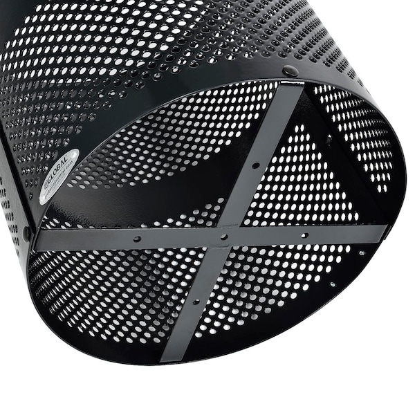 Global Industrial Round Perforated Trash Can, Black, Steel - 261925BK