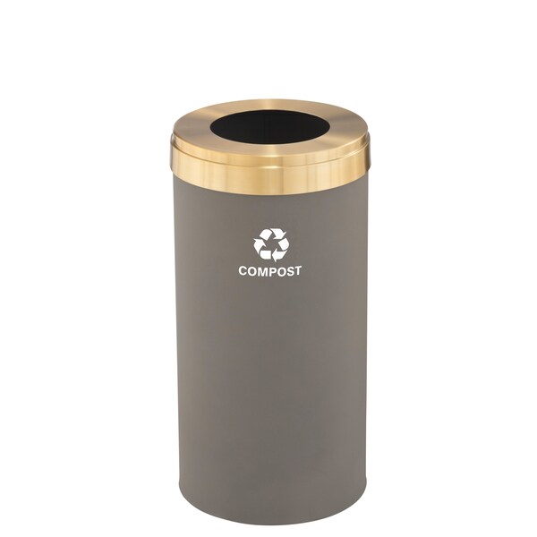 Glaro 16 gal Trash Can, Nickel/Satin Brass - W-1532NK-BE-W6RL
