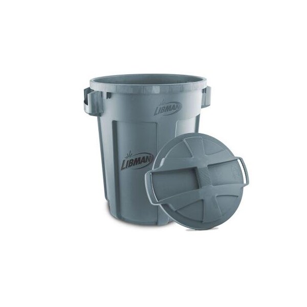 Libman Commercial 32 Gallon Trash Can with Lid Gray, 6PK - 1464