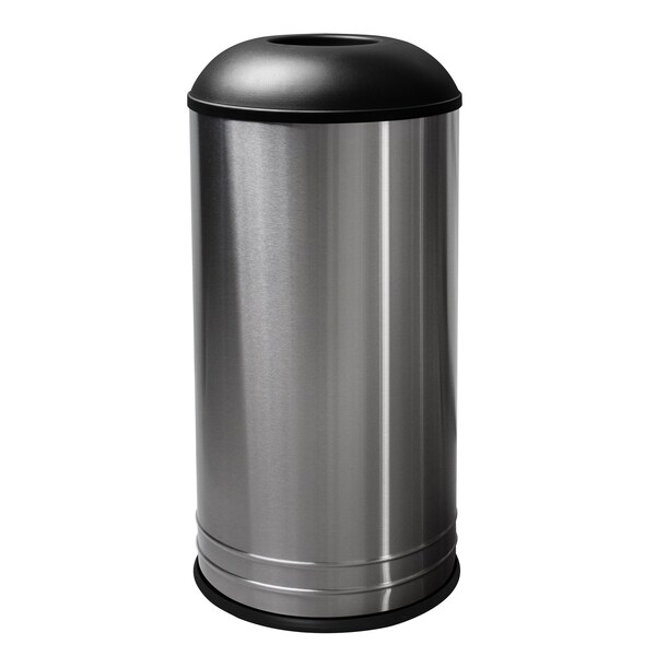 Ex-Cell Kaiser 18-Gal. Receptacle W/ Dome Top - Stainless Steel & Black Top - INT1531 D-6 SS BLX
