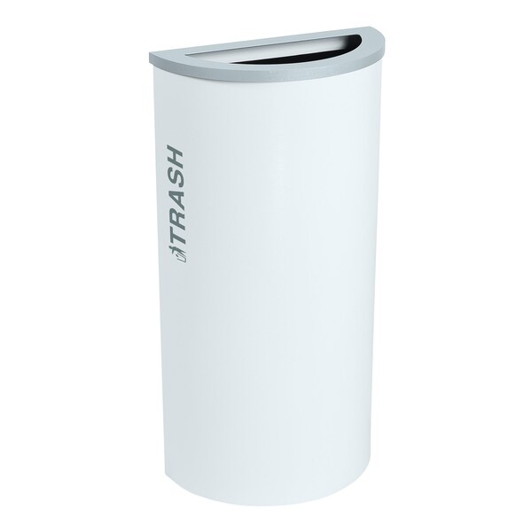 Ex-Cell Kaiser 8-Gal. Half-Round Trash Receptacle - Steel, White Gloss - RC-KDHR-T BT-WHT