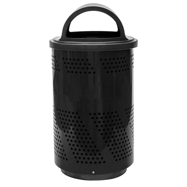 Ex-Cell Kaiser Arena-Perforated Outdoor 51-Gal. Receptacle, Black Gloss - ARENA-X51 BLK