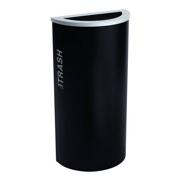 Ex-Cell Kaiser 8-Gal. Half-Round Trash Receptacle - Steel, Pebble Black Gloss - RC-KDHR-T BT-PBG