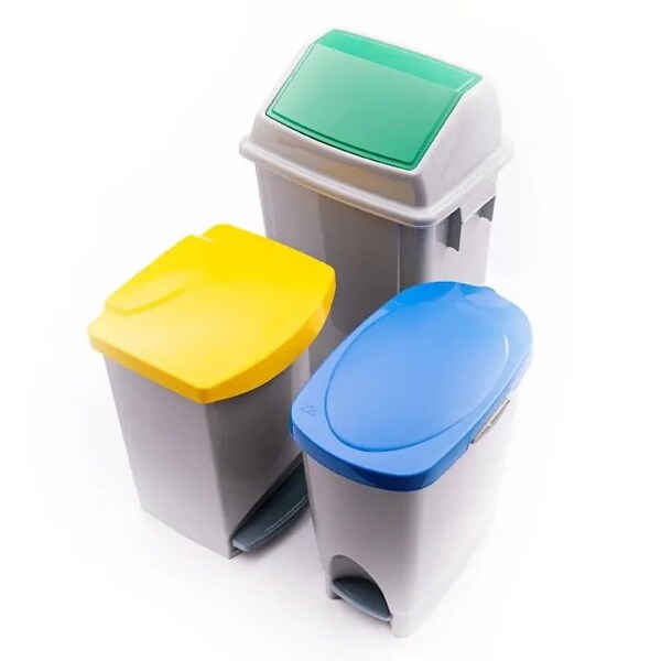 Araven Polypropylene Trash Bin with Pedal, 5.8 Gal, Yellow, 4PK - 45400