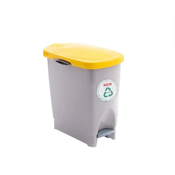 Araven Polypropylene Trash Bin with Pedal, 5.8 Gal, Yellow, 4PK - 45400