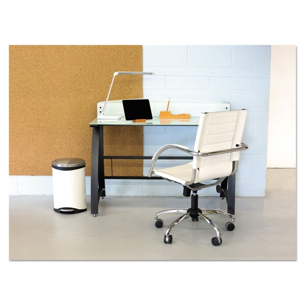 Safco 3 gal Oval-Round Cylinder Trash Can, White, Top Door, Steel - 9901WH