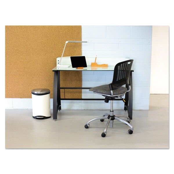 Safco 3 gal Oval-Round Cylinder Trash Can, White, Top Door, Steel - 9901WH