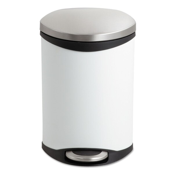 Safco 3 gal Oval-Round Cylinder Trash Can, White, Top Door, Steel - 9901WH