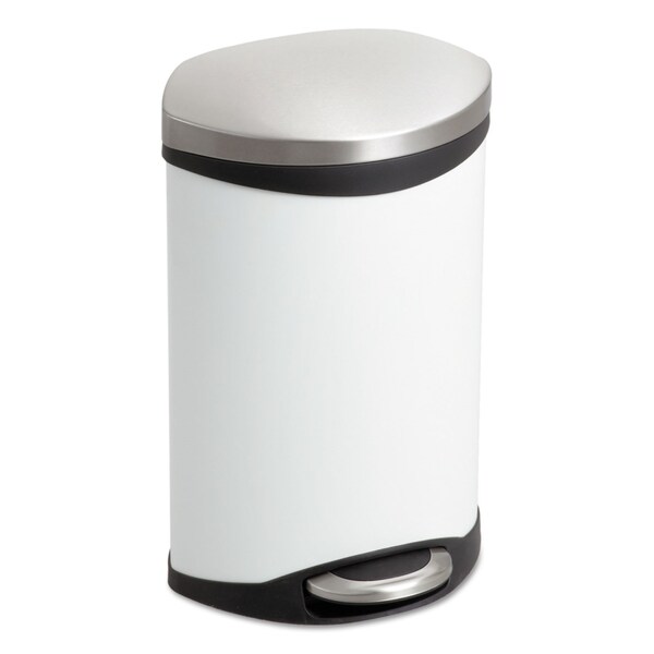 Safco 3 gal Oval-Round Cylinder Trash Can, White, Top Door, Steel - 9901WH