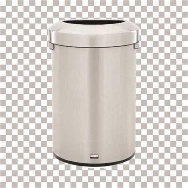 Totalturf 21 gal Half Round Stainless Steel Trash Can, Silver - TO3200808
