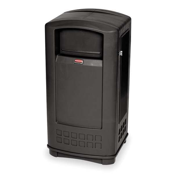 Rubbermaid Commercial 35 gal Rectangular Trash Can, Black, 20 1/4 in Dia, Swing, Plastic - FG9P9000BLA
