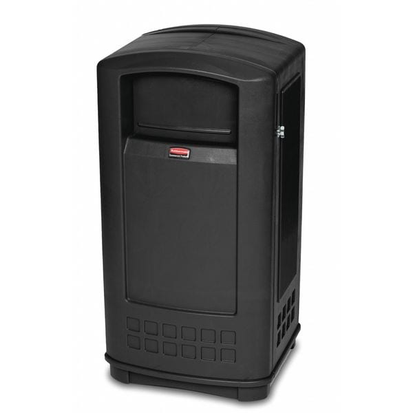 Rubbermaid Commercial 35 gal Rectangular Trash Can, Black, 20 1/4 in Dia, Swing, Plastic - FG9P9000BLA