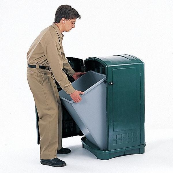 Rubbermaid Commercial 35 gal Rectangular Trash Can, Black, 20 1/4 in Dia, Swing, Plastic - FG9P9000BLA