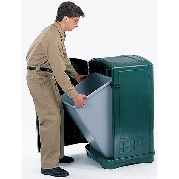 Rubbermaid Commercial 50 gal Square Trash Can, Dark Green, 25 1/4 in Dia, Swing, HDPE - FG396400DGRN