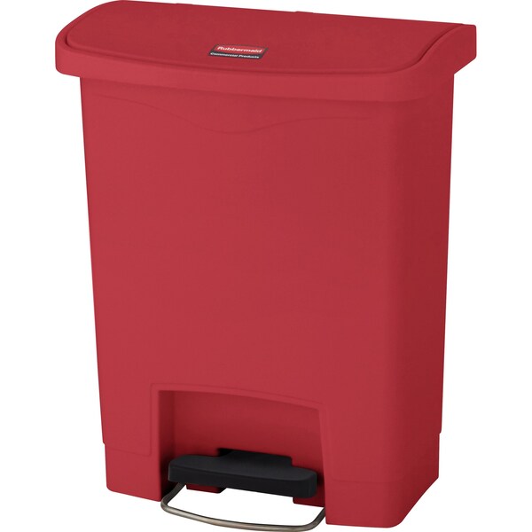 Rubbermaid Commercial 8 gal Rectangular Prism Trash Can, Red, Top Door, Polyethylene - 1883564