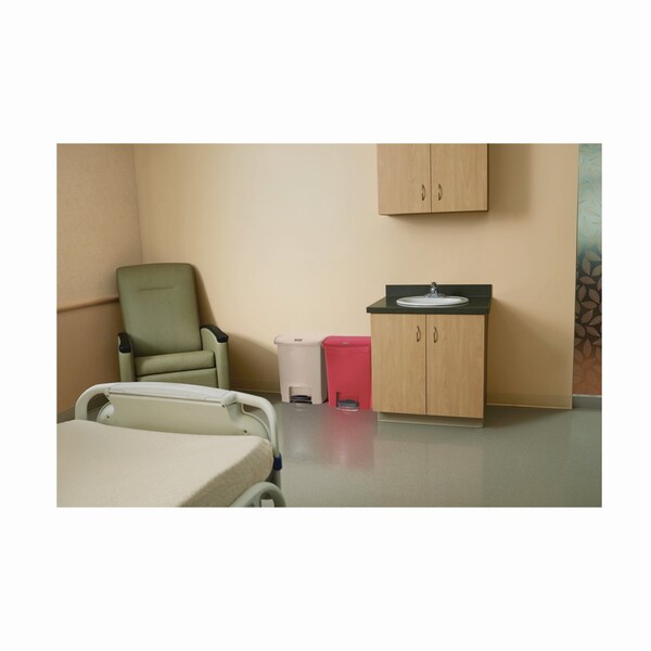 Rubbermaid Commercial 8 gal Rectangular Prism Trash Can, Red, Top Door, Polyethylene - 1883564