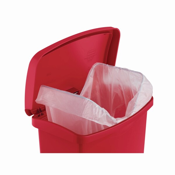 Rubbermaid Commercial 8 gal Rectangular Prism Trash Can, Red, Top Door, Polyethylene - 1883564