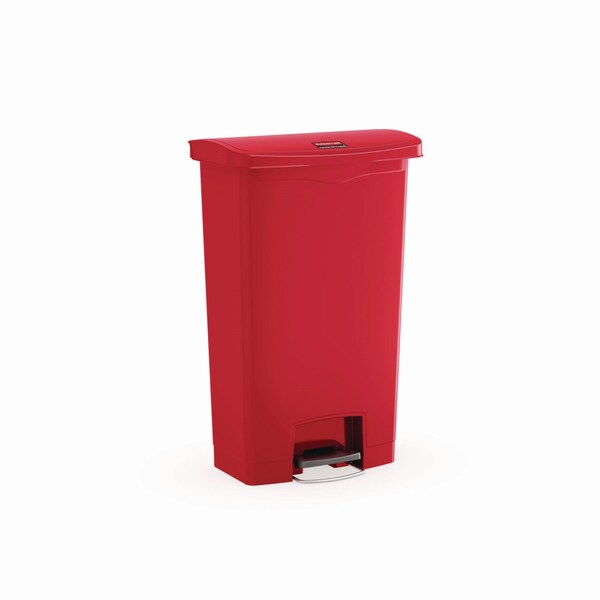 Rubbermaid Commercial 8 gal Rectangular Prism Trash Can, Red, Top Door, Polyethylene - 1883564