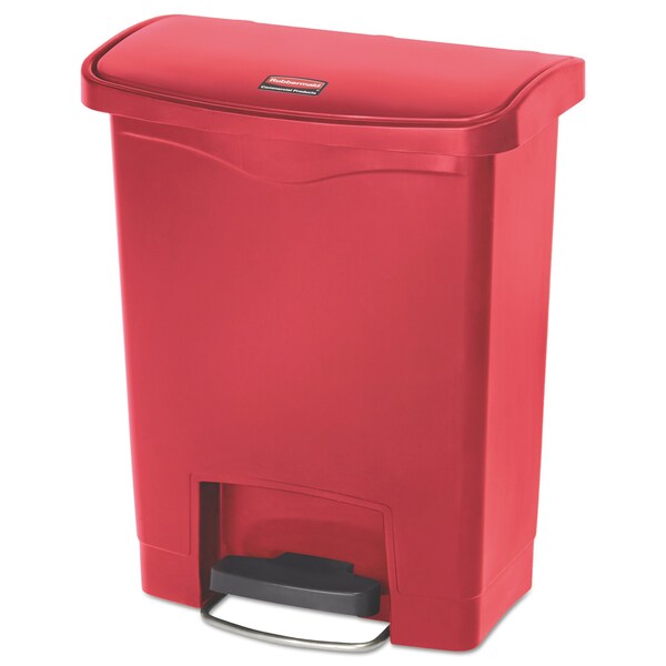 Rubbermaid Commercial 8 gal Rectangular Prism Trash Can, Red, Top Door, Polyethylene - 1883564