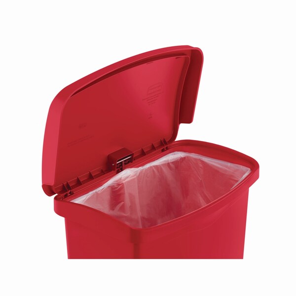 Rubbermaid Commercial 8 gal Rectangular Prism Trash Can, Red, Top Door, Polyethylene - 1883564