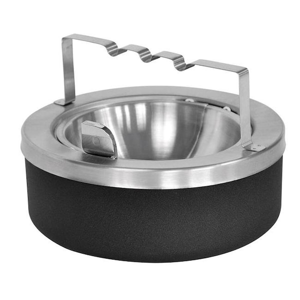 Ex-Cell Kaiser Ex-Cell Kaiser 63-BG BLX Tabletop Ashtray with Stainless Steel Flip Top; Black - 63-BG BLX